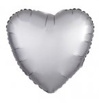 Amscan Silk Lustre Silver Heart Standard Foil Balloons