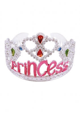 Silver and Pink Princess Tiara (11.5cm x 9cm)