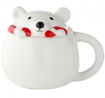 Polar Bear Ceramic Lidded Animal Mug