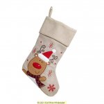 Deluxe Plush Hessian Reindeer Stocking 40cm X 25cm