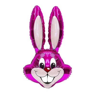 35" Pink Bunny Rabbit Head Foil Balloon Packaged