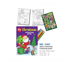 A4 Christmas Santa 8 page Colouring Pack With Pencils