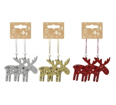 Hanging Reindeer Glitter 2Pc