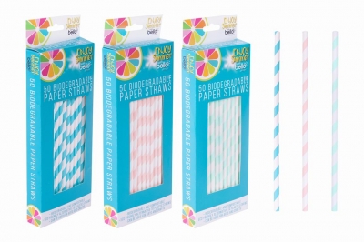 Bello Paper Drinking Straws 50 Pack ( Assorted Colours )