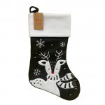 Modern Reindeer Black & White Christmas Stocking 40x25cm