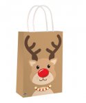 Reindeer Christmas Paper Bag with Handles (16 x 22 x 8cm)