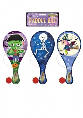 Halloween Paddle Wooden Bat & Ball 22cm