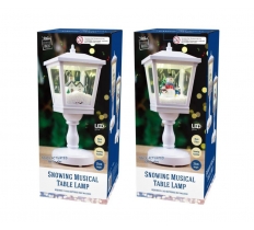 LED SNOWING MUSICAL WHITE TABLE LAMP