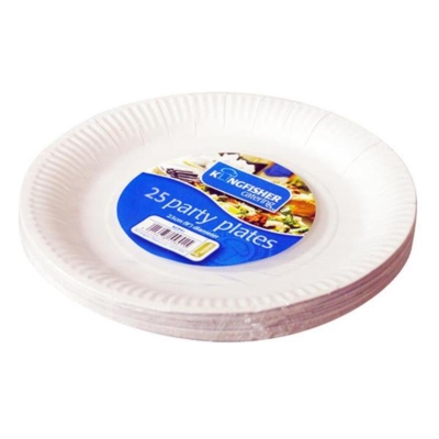 9" ( 23cm ) White Paper Disposable Plates 25 Pack