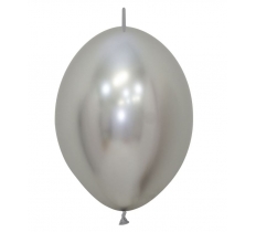 Reflex Silver Link-O-Loon Latex Balloons 12"/30cm 50 Pack