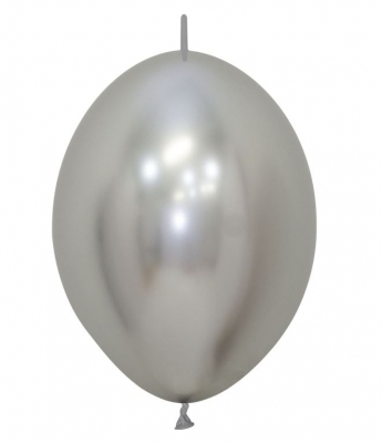 Reflex Silver Link-O-Loon Latex Balloons 12"/30cm 50 Pack