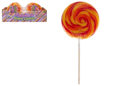 Neapolitan swirl candy lolly on stick 110gm