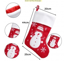 Deluxe Plush Red Modern Snowman Stocking 40cm X 25cm