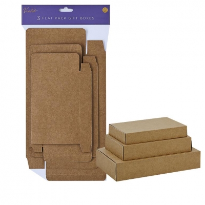 Kraft 3 Pack Flat Pack Box