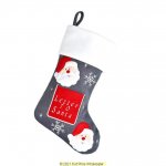 Deluxe Plush Letter To Santa Grey Knitted Stocking 40cm X 25cm