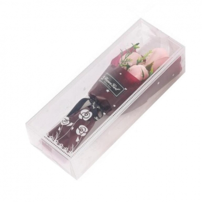 Artificial 20cm 3 Headed Pink Rose In 25cm GIft Box