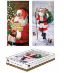 Christmas Cards 12 Slim Boxed Trad Santa