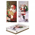 Christmas Cards 12 Slim Boxed Trad Santa