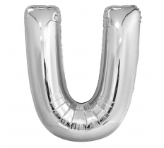 Silver Letter U Shaped Foil Balloon 34" Pack aged