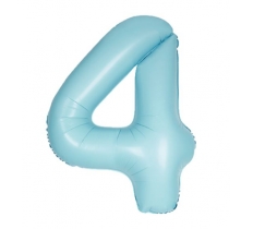 34" Unique Matte Blue Number 4 Foil Balloon