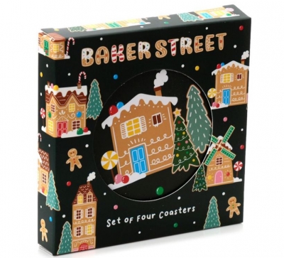 Christmas Baker Street Set of 4 Cork Coasters