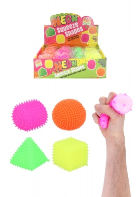 Spikey Neon Squeeze Shapes (7cm) 4 Assorted Colours