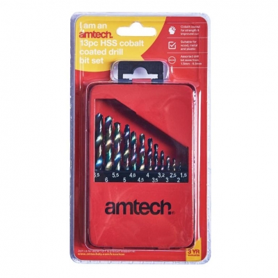 Amtech 13 Piece High Speed Steel Coated Drill Bits