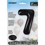 Black Number 7 Shaped Foil Balloon 34"