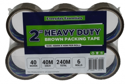 Brown Parcel Tape 2" x 6 ack