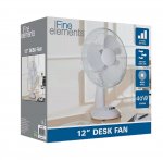 12" 30cm White Desk Fan Oscillating 3 Speed Settings