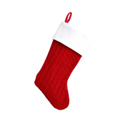 Deluxe Plush Red Classic Knitted Stocking 40cm X 25cm