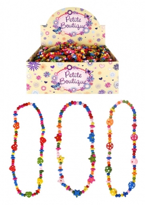 Multicoloured Wooden Bead Necklaces (Assorted ) X 48PC