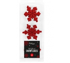 Red Glitter Christmas Snowflakes 9 Pack