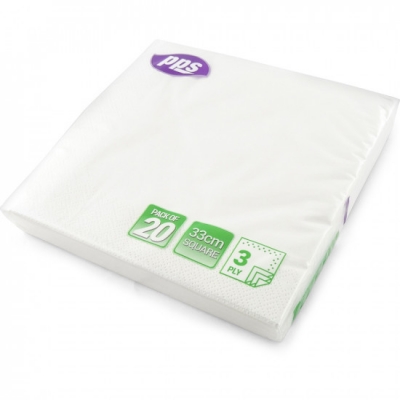 Napkins 3ply White 33cm 20pc/12