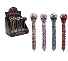 Sculptured Skull Pen 16cm 4 Assorted