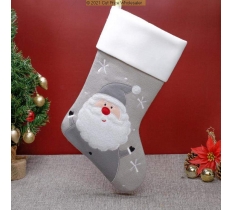 Deluxe Plush Silver Knitted Santa Stocking 40cm X 25cm