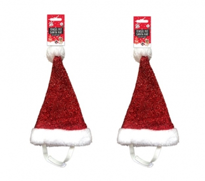 Christmas Pet Tinsel Santa Hat