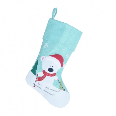 Deluxe Plush Polar Bear Mint Green Stocking 40cm X 25cm