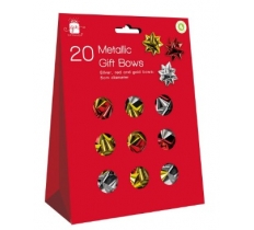 Metallic Silver Red & Gold Bows ( 20 Pack )