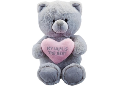 28cm Grey Bear With Mum Heart