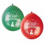 10 Pack 9 " Merry Christmas Balloons
