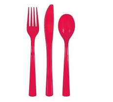 Assorted Cutlery Ruby Red 18 Pack