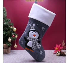 Deluxe Plush Charcoal Pengiun Christmas Stocking 40cm X 25cm