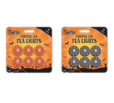 Halloween Cobweb LED Tea Lights 6pk