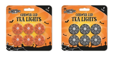 Halloween Cobweb LED Tea Lights 6pk