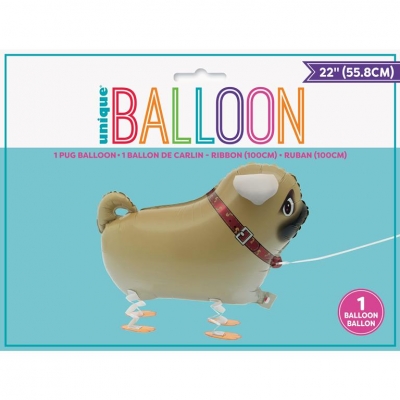 Walking Pet Pug Foil Balloon