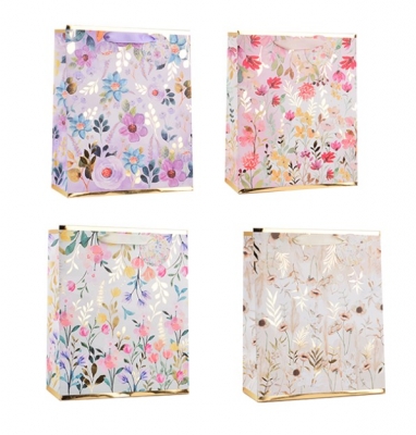 Womens Foiled Floral Large Gift Bag 30x42x12cm