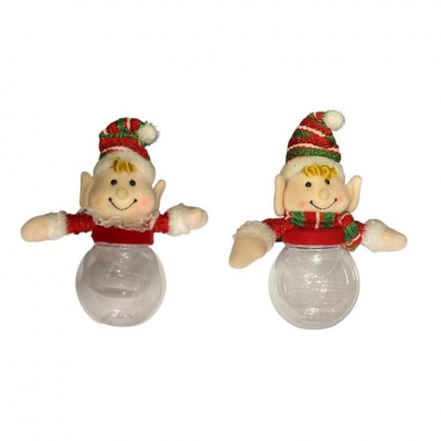 Mr & Mrs Elf Christmas 10" Candy Jar