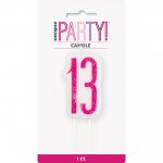 Birthday Pink Glitz Number 13 Numeral Candle