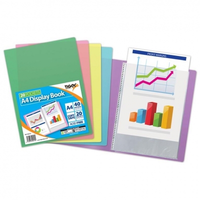 Tiger A4 20 Pockets Display Book - Vivid Colours